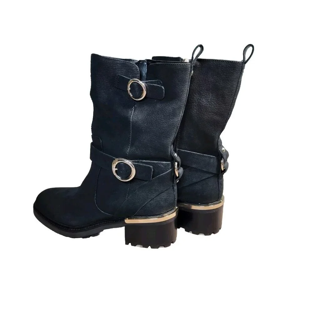 Vince Camuto Women's Size 6.5 M Black Leather Buckle Kerivini Boots (648) - Picture 2 of 7